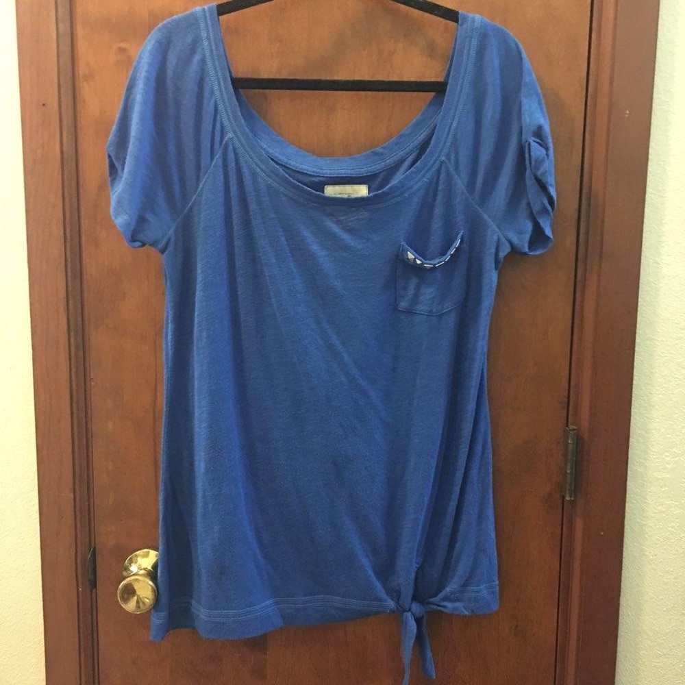 Hollister Blue Oversized Tunic Top with Tie at Hip